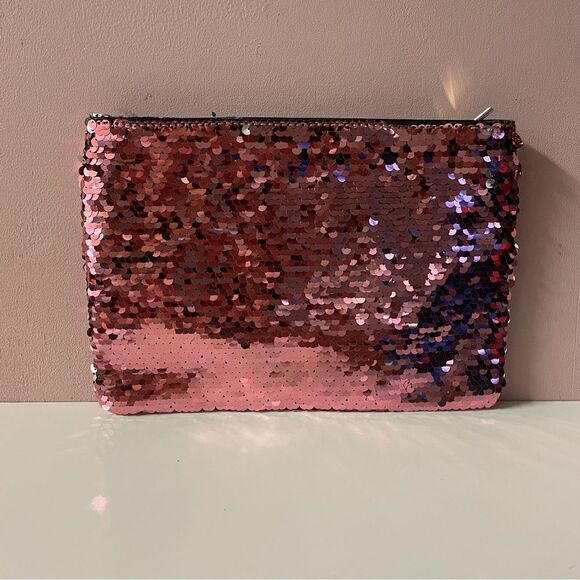 Urban Expressions Pink & Silver Sequins “Rosé All Day” Clutch NWOT - Picture 2 of 6